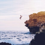 His First Time Jump To The Sea